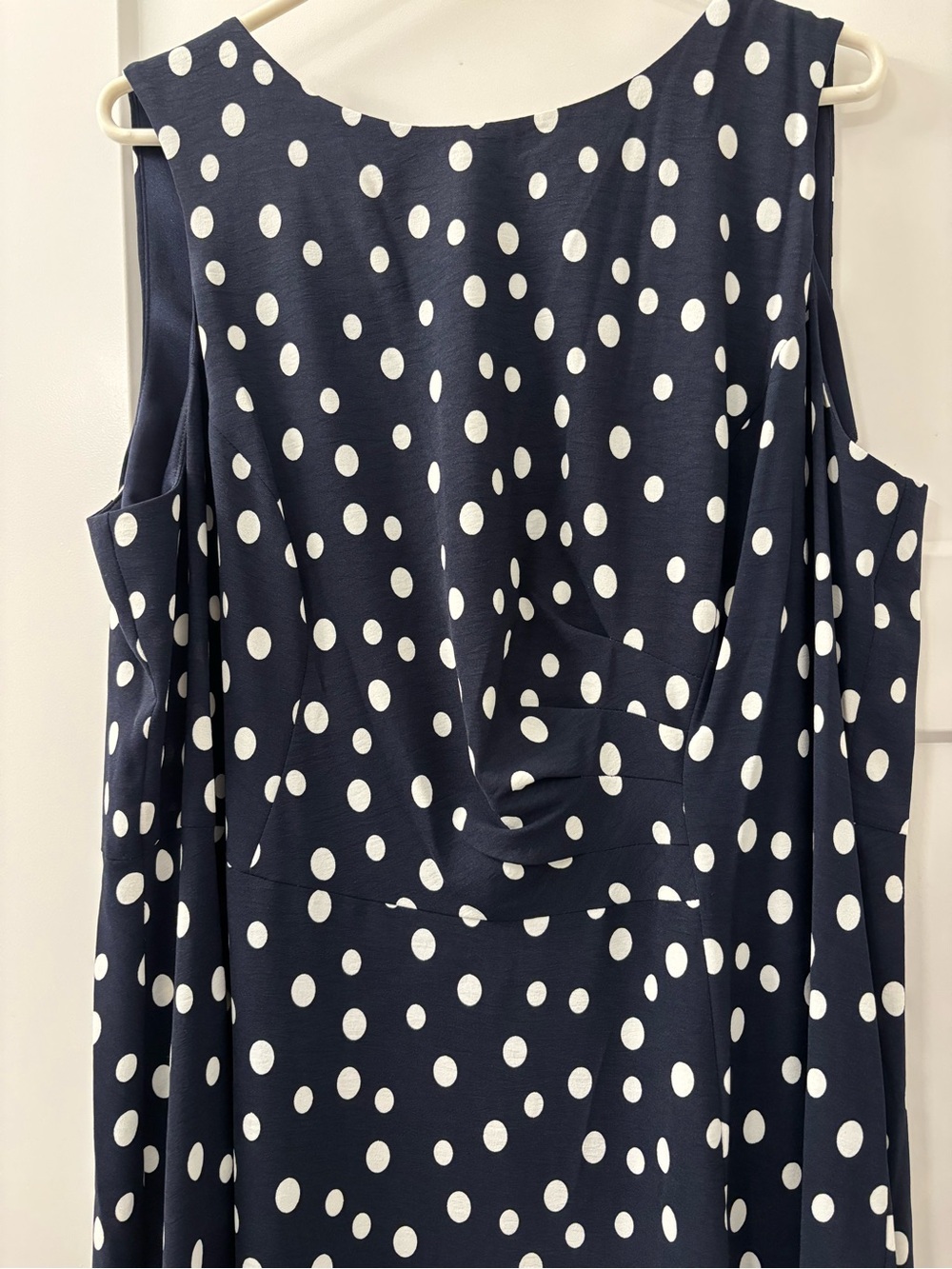 Navy Polka Dot Sleeveless Dress with White Spots